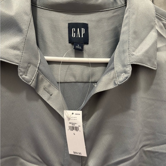 NWT Gap Satin Ruched Shirt in Storm Cloud Grey - Picture 5 of 6